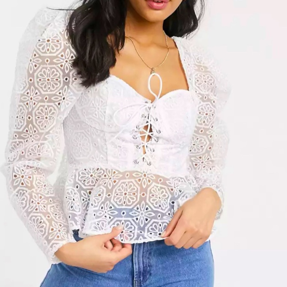 ASOS broderie lace up corset top